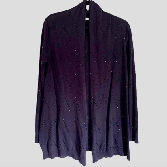 GERARD DAREL CARDIGAN NAVY BLUE WITH SILVER STUDS - Picture 3 of 8